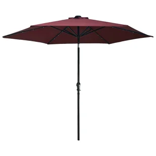 vidaXL Parasol ogrodowy z LED i stalowym słupkiem, 300 cm, bordowy 313756 - Parasole ogrodowe - miniaturka - grafika 1
