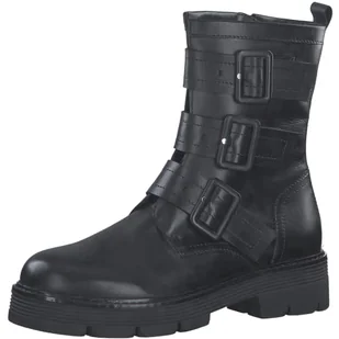 Marco Tozzi Damskie 2-25819-29 skórzane buty na obcasie, botki Black Nappa, 40 EU - Botki damskie - miniaturka - grafika 1