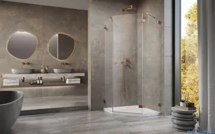 Radaway Essenza Pro Brushed Copper Ptj kabina pięciokątna 100x90 prawa szczotkowana miedź 10100000-93-01R/10100900-01-01 - Kabiny prysznicowe - miniaturka - grafika 3