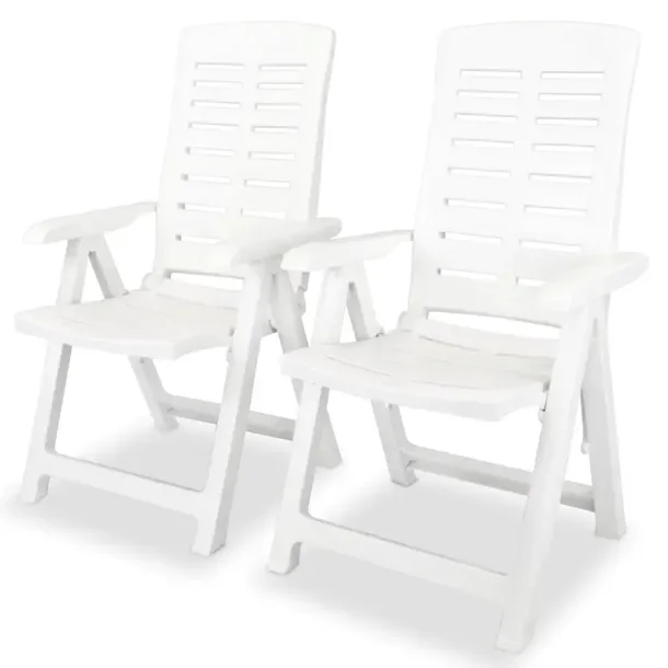 Rozkładane Krzesła Ogrodowe z Plastiku, Białe, 60x61x108 cm
