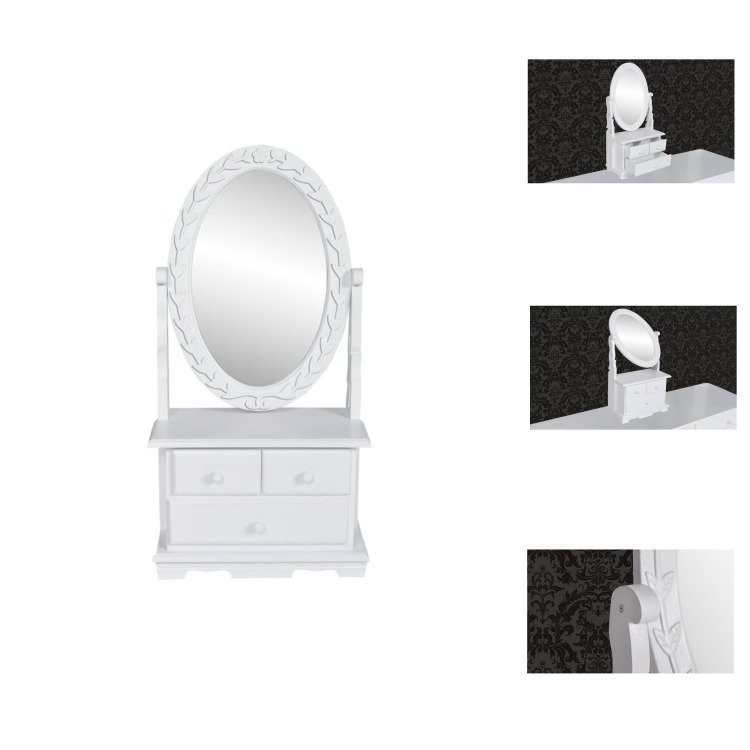 vidaXL Toaletka z owalnym obrotowym lustrem MDF - Toaletki