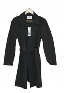 Płaszcze damskie - Jdy Płaszcz Klasyczny Z Paskiem Czarny Z Podszewką Xl K1A - miniaturka - grafika 1