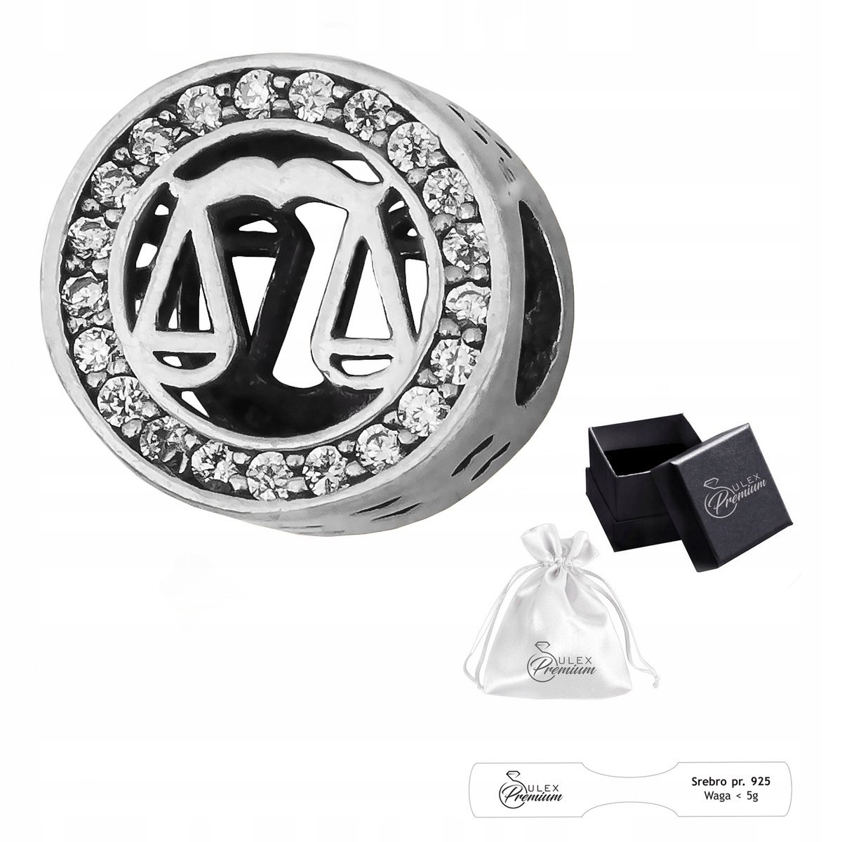 Charms srebro pr. 925 Element do Bransolet Modułowych Znak Zodiaku Waga