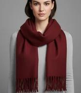 Apaszki i szaliki damskie - Elegancki szalik z frędzlami jednokolorowy - miniaturka - grafika 1