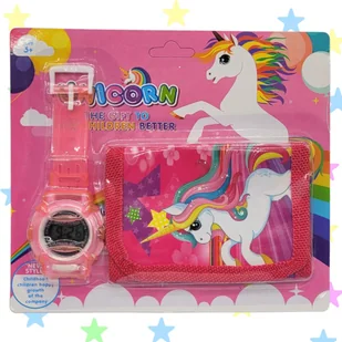 Portmonetka JEDNOROŻEC zestaw ZEGAREK ELEKTRONICZNY portfel RÓŻOWY - Portfele Portmonetka JEDNOROŻEC zestaw ZEGAREK ELEKTRONICZNY portfel RÓŻOWY - Portfele - miniaturka - grafika 1