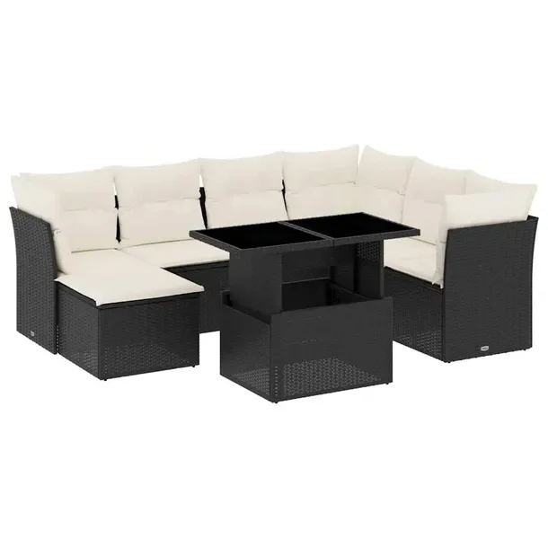 Zestaw mebli ogrodowych z rattanu PE, czarny, 62 x 62 x 69 cm, 55 x 62 x 69