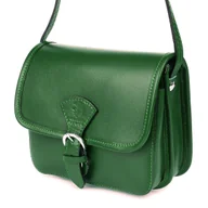 Torebki damskie - Damska Skórzana Mała Torebka Listonoszka Beltimore Ciemna Zieleń K66 Zielony - miniaturka - grafika 1