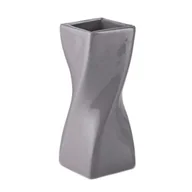 Wazony i flakony - Wazon Ceramiczny szary połysk flakon na kwiaty ozdobny Skrętny szkliwiony - miniaturka - grafika 1