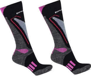 Brubeck BSN002/W Skarpety damskie Snow Force Light szary/różowy M/39-41 - Skarpety termoaktywne - miniaturka - grafika 1