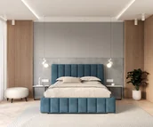 Łóżka - Łóżko tapicerowane AUSTIN z pojemnikiem i stelażem podnoszonym - 140x200 - TRINITY - Turkusowy - miniaturka - grafika 1