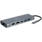 Adaptery i przejściówki - Gembird MULTI ADAPTER USB TYP-C 8 W 1 (HUB3.0 + HDMI + DISPLAYPORT + VGA + PD + CZYTNIK KART + LAN + DŹWIĘK STEREO), SZARY A-CM-COMBO8-01 - miniaturka - grafika 1