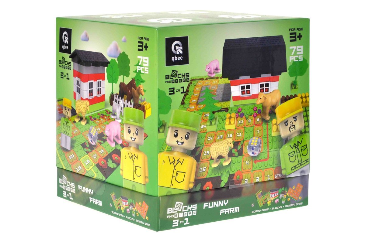 Klocki Konstrukcyjne Block Steps Wesoła Farma + Gra Planszowa 3W1