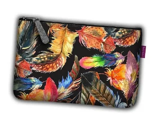 Noble, Kosmetyczka Damska W Piórka Plume, Czarna Filcowa - Kosmetyczki, organizery i kuferki - miniaturka - grafika 1