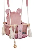 Leżaczki i huśtawki - Huśtawka dla dzieci LoveGifts  Domowa Miś różowa +pas bezp.+Zabawka edu. CE - miniaturka - grafika 1
