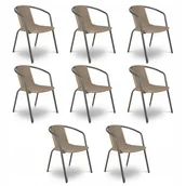 Fotele i krzesła ogrodowe - Zestaw KRZESEŁ Krzesło Ogrodowe SIMPLE Cappucino na Taras metal Komplet x8 - miniaturka - grafika 1
