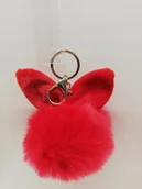 Breloki - Brelok Futro Pompon Uszy Królik Czerwony Do Auta - miniaturka - grafika 1