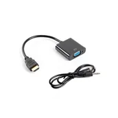 Adaptery i przejściówki - Lanberg Adapter HDMI-A M) > VGA F) + audio na kablu (AD-0017-BK) - miniaturka - grafika 1