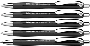 Schneider 132511 Slider Rave XB długopis (limitowana edycja specjalna w kolorze czarnym, Made in Germany), 5 sztuk, kolor wkładu: niebieski - Długopisy - miniaturka - grafika 1