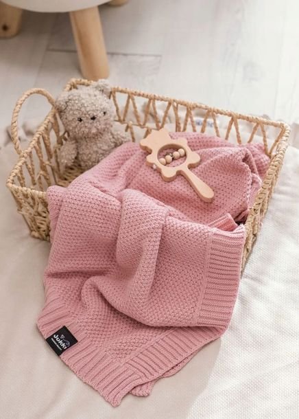 Koc Dziany Kocyk Premium Bawełna 80x100 Cm Dusty Pink