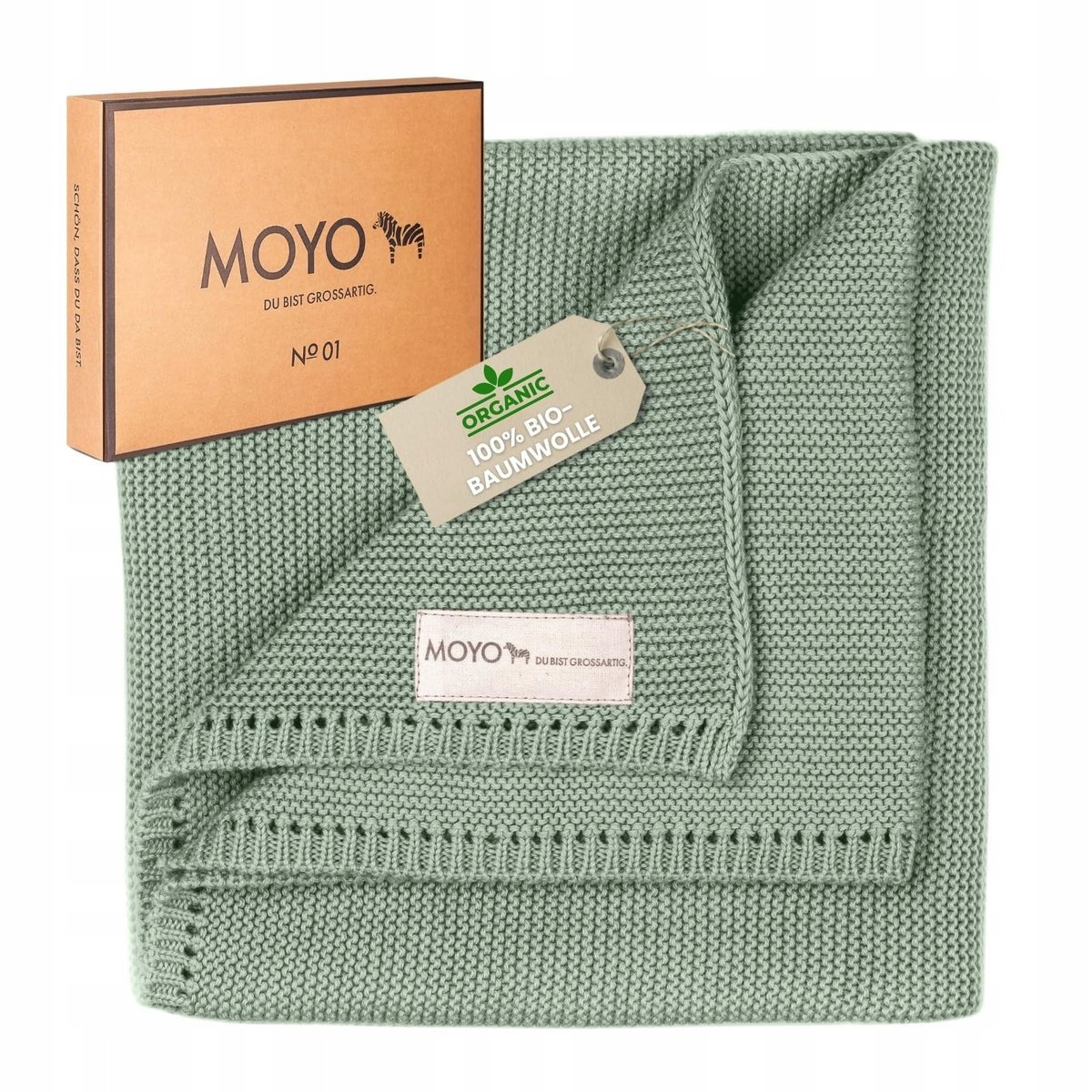 MOYO Kocyk Dla Niemowląt 75x100cm 100% Bawełna GOTS
