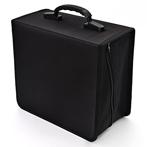 alavisxf xx Etui na płyty CD, 432 pojemności, uchwyt na DVD, wytrzymały zamek błyskawiczny, organizer do przechowywania multimediów, portfel do samochodu, domu, biura, podróży (pojemność 432, czarny)