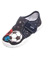 Kapcie damskie - Chłopięce kapcie na rzep z nadrukiem piłek granatowe Viggami r.36 - miniaturka - grafika 1