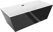 Wanny - Mexen Lita wanna wolnostojąca 170 x 75 cm, biała/czarna, przelew czarny - 52121707575-70 - miniaturka - grafika 1
