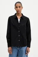 Koszule damskie - Guess Jeans koszula bawełniana damska kolor czarny regular z kołnierzykiem klasycznym W4YH68 WGCF1 - miniaturka - grafika 1