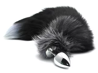 Korki analne - Alive Black and White Fox Tail Anal Pleasure L - grafika 1