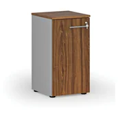Szafy biurowe - Szafa biurowa niska z drzwiami PRIMO GRAY, 740 x 400 x 420 mm, szary/orzech - miniaturka - grafika 1