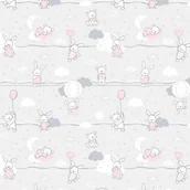 Pościel dla dzieci - Pościel 110x140 misie zajączki szara różowa Kids z poszewką 40x60 - miniaturka - grafika 1