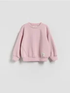 Bluzy dla dziewczynek - Reserved - Gładka bluza z modalem - pastelowy róż - miniaturka - grafika 1