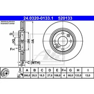 Tarcze hamulcowe - ATE TARCZA HAM POWER DISC 24.0320-0133.1 PEUGEOT 206 1.6 16V 07-/ CITROEN XSARA PICASSO 1.6 16V 05-  24.0320-0133.1 - miniaturka - grafika 1
