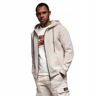 Dresowa rozpinana bluza męska hoodie piaskowa Ombre OM-SSZP-0213 V6 r. XL - Bluzy męskie - miniaturka - grafika 1