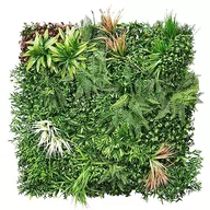 Sztuczne kwiaty - AMARE Mata do liści klasy premium, 100 x 100 x 12 cm z paprociami, trawą i kwiatami - miniaturka - grafika 1