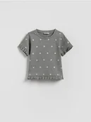 Bluzki dla niemowląt - Reserved - Bawełniany t-shirt z nadrukiem - ciemnoszary - miniaturka - grafika 1