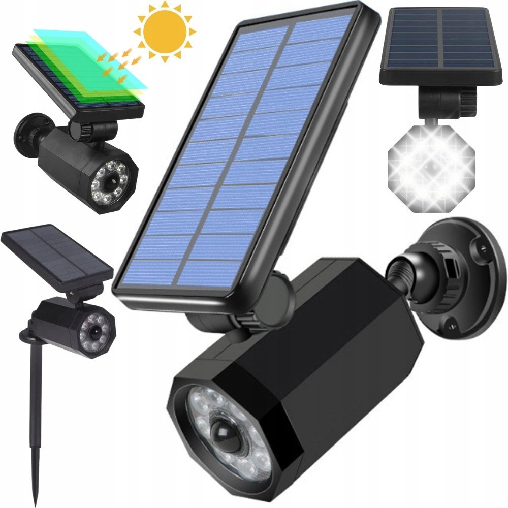 LAMPA SOLARNA 8 LED WBIJANA OGRODOWA CZUJNIK ZMIERZCHU RUCHU DO OGRODU