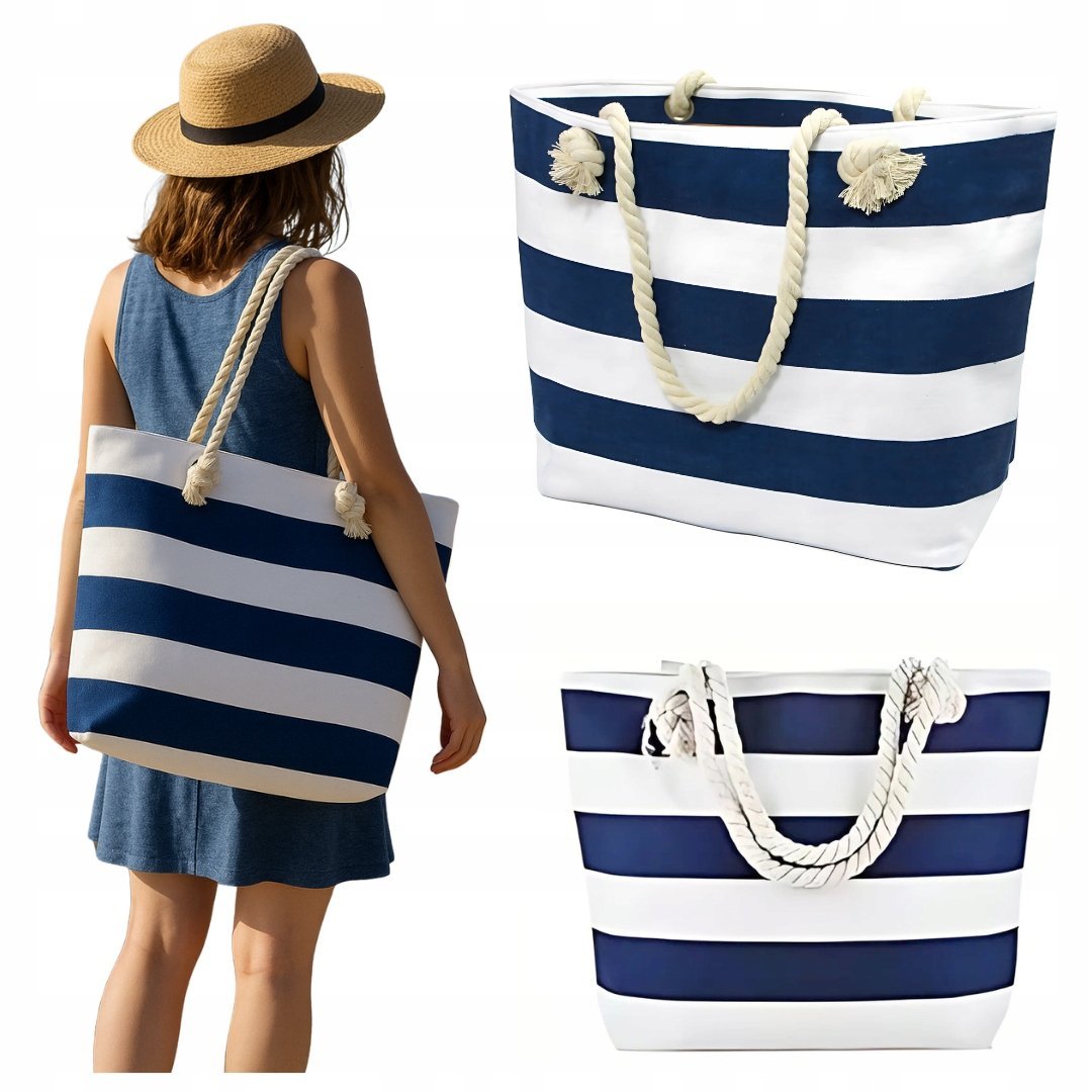 TORBA PLAŻOWA/MIEJSKA XXL- MATERIAŁOWA ZAPINANA Z PODSZEWKĄ TORBY PLAŻOWE