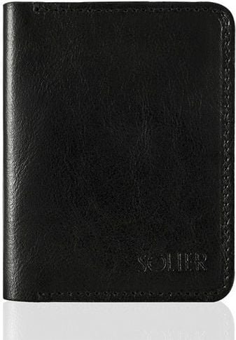 Solier Cienki skórzany męski portfel SOLIER SLIM CZARNY GRACIE
