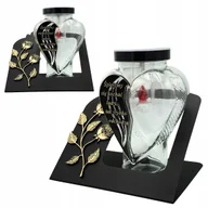 Lampiony i znicze - Znicz SOLARNY LED Ekskluzywny Znicz na Grób Elegancki Złoty Lampion Serce - miniaturka - grafika 1