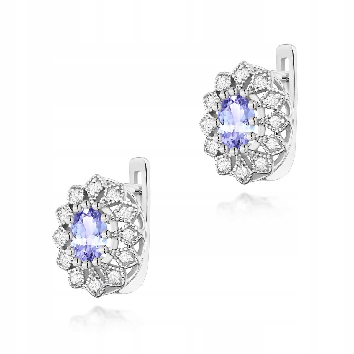 Kolczyki złote dla kobiety 585 z tanzanitem 0,40ct białe złoto eleganckie