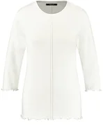 Koszulki i topy damskie - Taifun Damska koszulka z rękawem 3/4, rękaw 3/4, rękaw 3/4, okrągły dekolt, rękaw 3/4, jednokolorowa, białawy, 44 - miniaturka - grafika 1