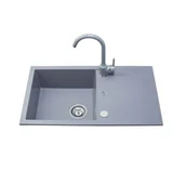 Zlewozmywaki - Zlewozmywak granitowy Fox New szary 76 x 44 cm - miniaturka - grafika 1