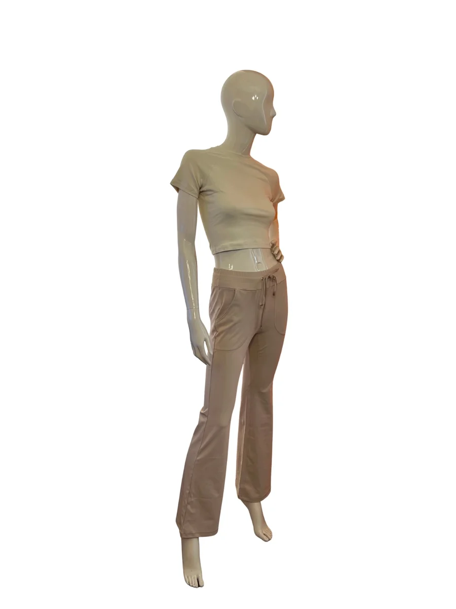 STYLOWY KOMPLET CASUAL CROP T-SHIRT PLUS LEGINSY DZWONY ROZMIAR M