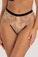 Majtki damskie - Unikat Atina figi z wysokim stanem i koronką beż-czarny - miniaturka - grafika 1