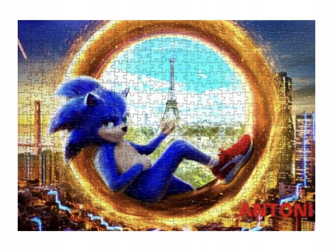 Puzzle SONIC JEŻYK A3 252 el z Nadrukiem + IMIĘ Pudełko 26