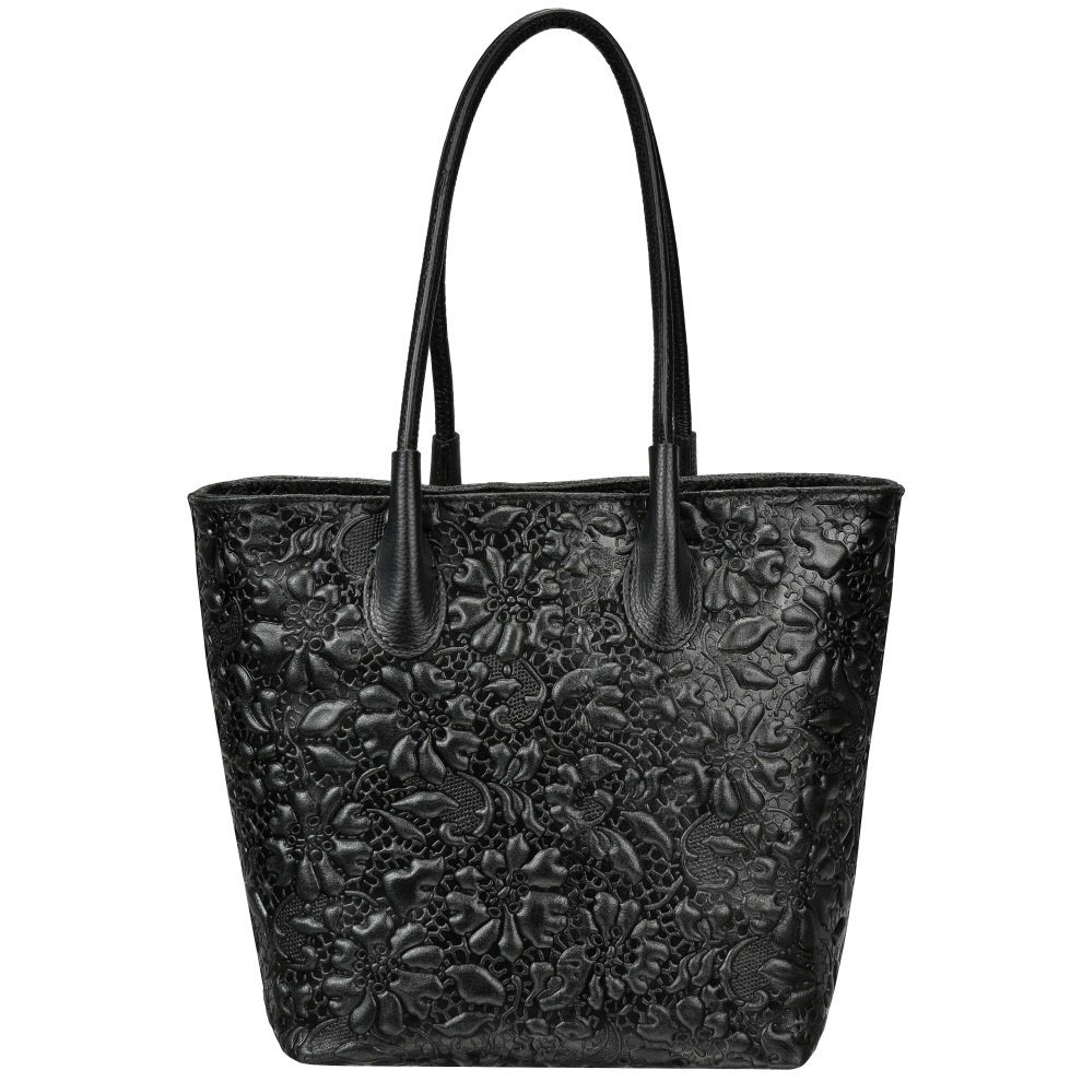 Torba skórzana - Shopper wytłaczana w kwiaty (7223) BOSCCOLO