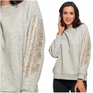 Bluzy damskie - Ciepła BLUZA DAMSKA Złoty Nadruk Bez Kaptura Klasyczna Wygodna MORAJ XL - miniaturka - grafika 1