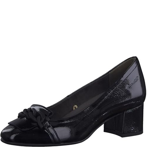 Tamaris Comfort Damskie 8-82303-41 skórzane komfortowe dopasowanie wymienne wkładki do butów czółenka, czarne patenty, 42 EU, ^, 42 EU Weit