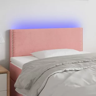 Zagłówek do łóżka z LED, różowy, 100x5x78/88 cm, aksamit Lumarko! - Inne meble do sypialni - miniaturka - grafika 1